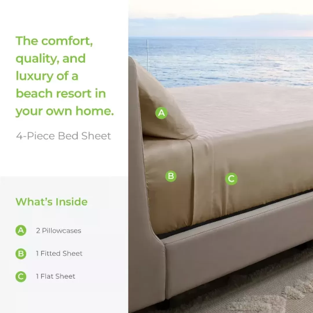 Cariloha Resort 4-Piece Sateen Sheet Set