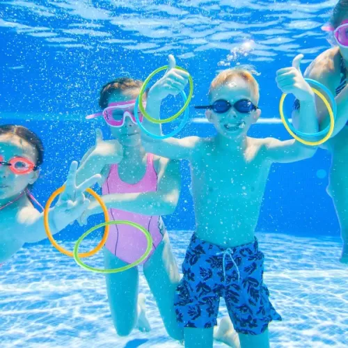 Blue Panda 12 Pack Pool Diving Rings for Kids' Birthday Party, Summer Outdoor Essentials, Multicolored, 6 in