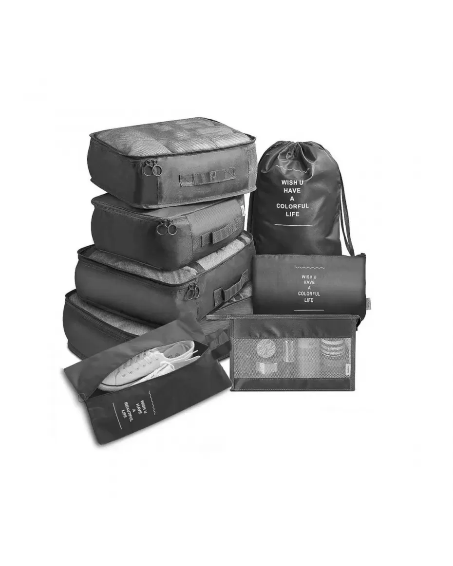 MPM 8 PC Packing Cube Luggage Organizers Set, Travel Packing Bags, Suitcase Bag Set, Travel Accessories Essentials, Pack