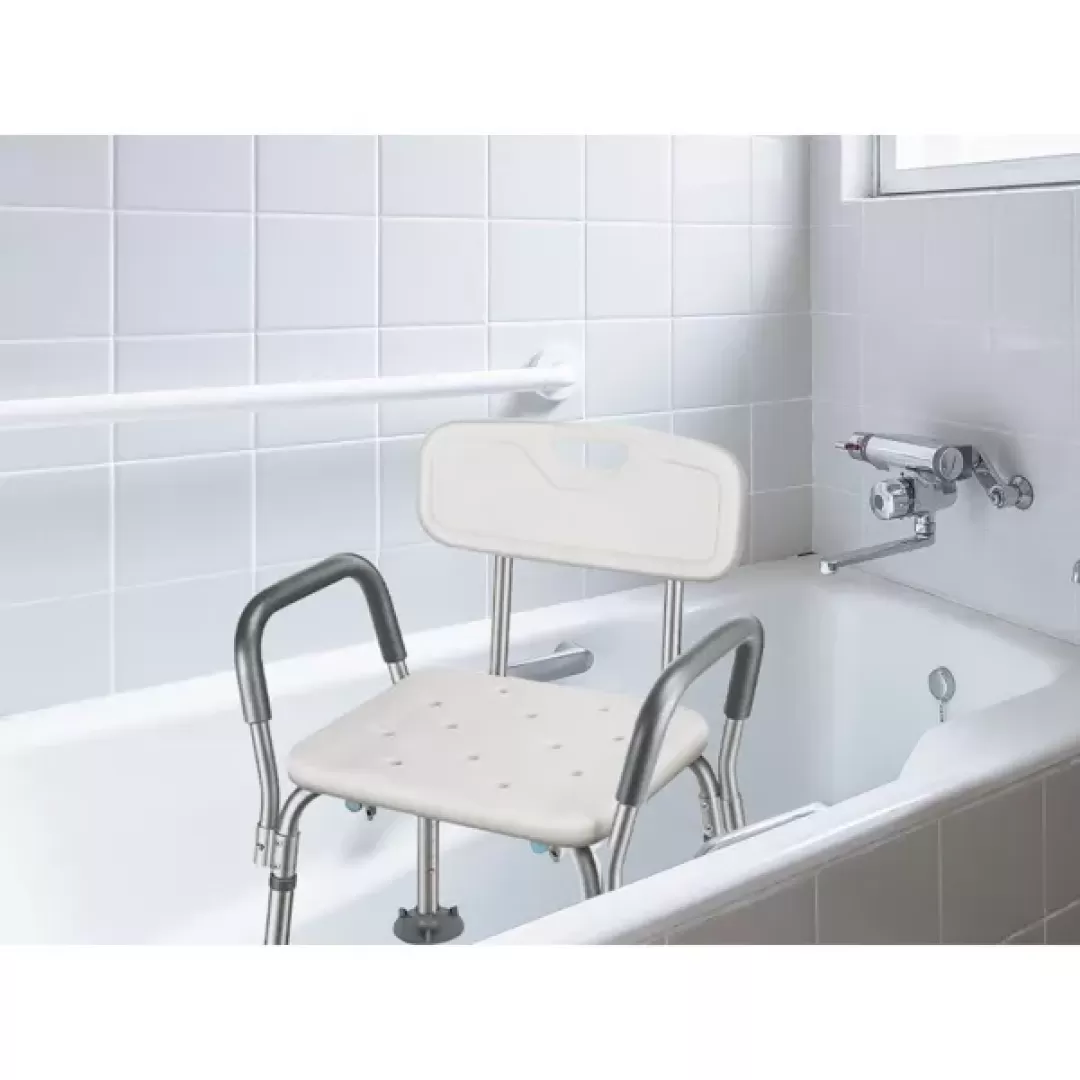 MPM Essential Spa Bathtub Shower Lift Chair, Adjustable Bath Seat, Portable Shower Bench, Tool-Free Assembly, Bathroom Lift Chair with Arms and Back