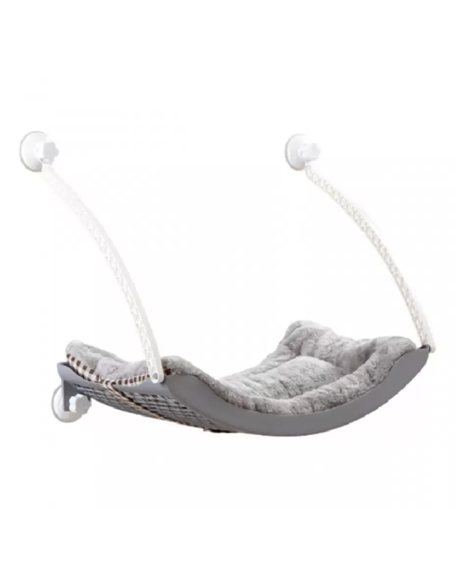 MPM Cat Window Hammock - Grey | Space Saving Cat Perch, Resting Shelf Sunny Seat for Indoor Cats, Perfect for Sunbathing, Napping, Overlooking