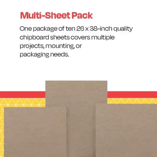 School Smart Multi-Purpose Chipboard, 26 x 38 Inches, Gray, 32 Pt, Pack of 10