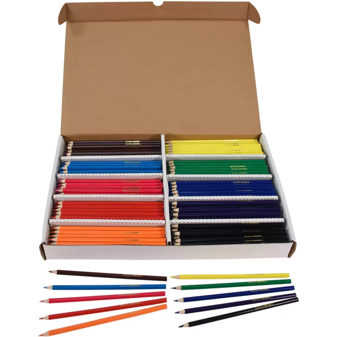 School Smart Colored Pencils Classroom Pack, 10- Assorted Colors, Set of 250