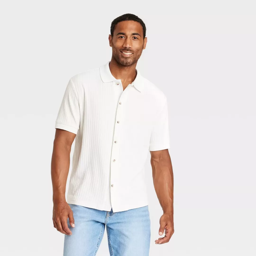 Men's Full Button Polo Shirt