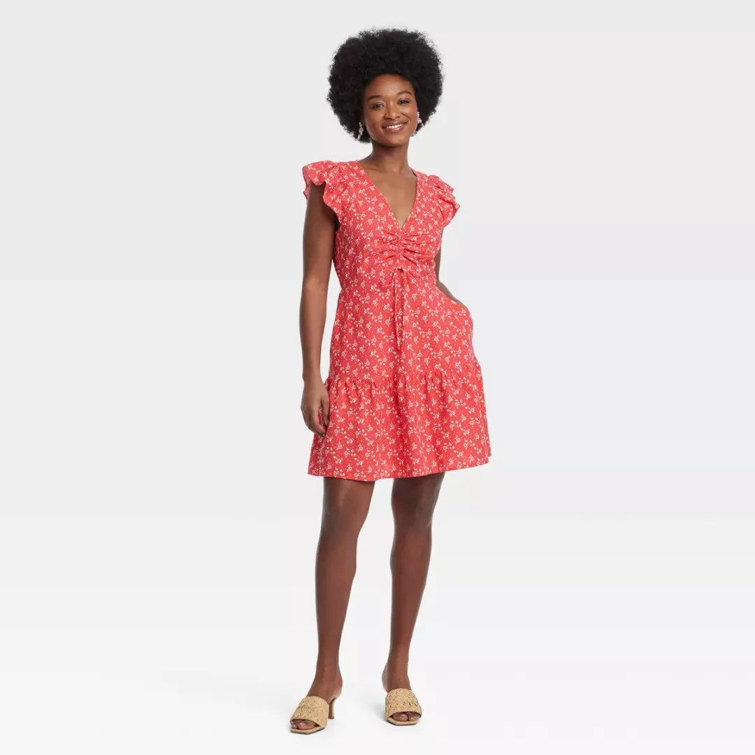 Women's Flutter Short Sleeve Mini Skater Dress