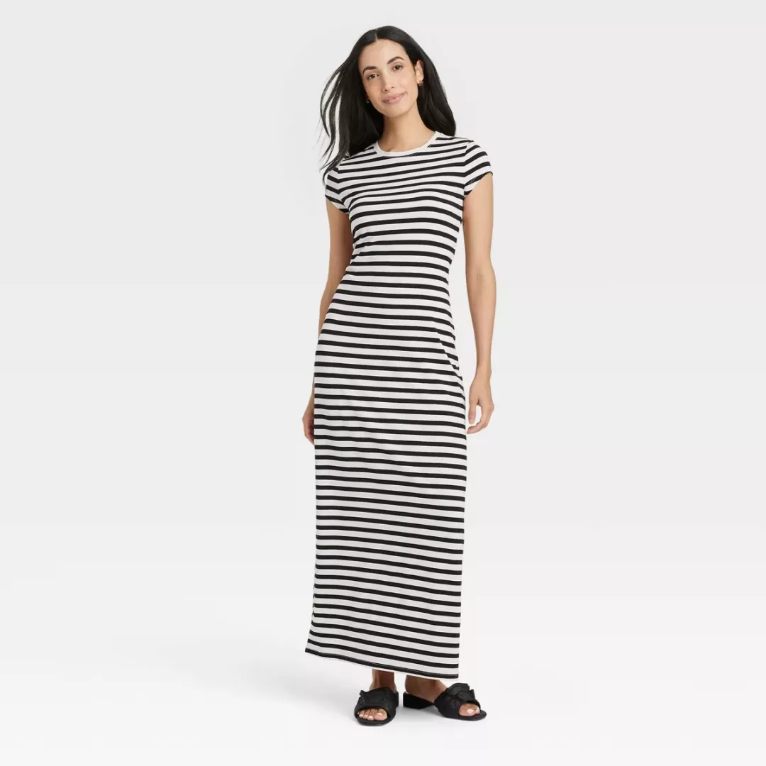 Women's Short Sleeve Knit Maxi Dress