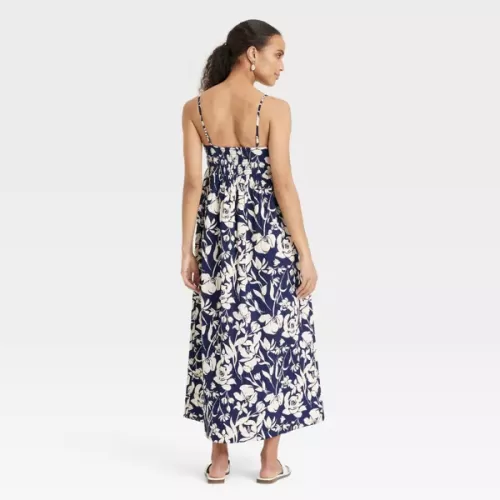 Women's Seersucker Maxi A-Line Dress