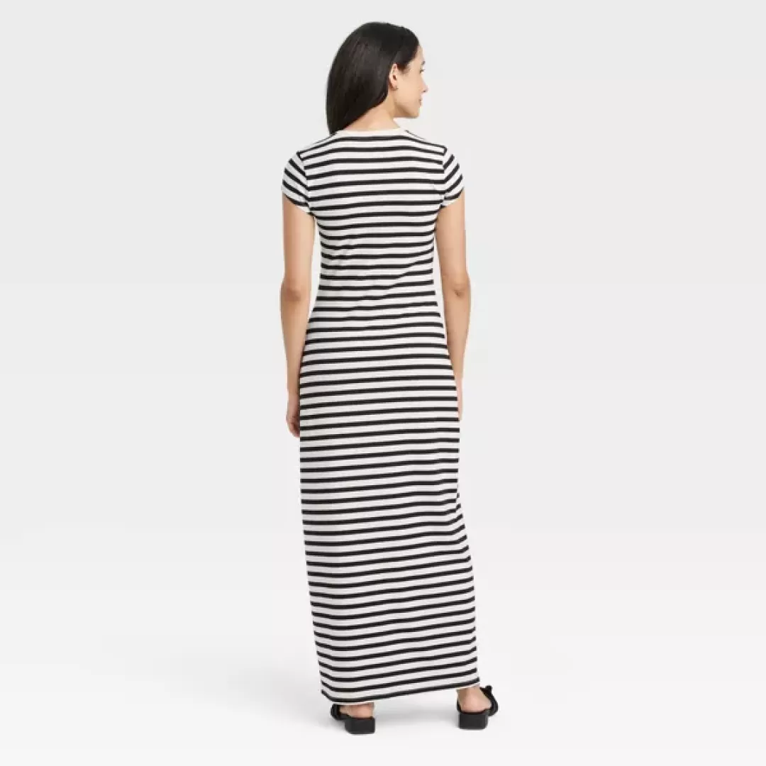 Women's Short Sleeve Knit Maxi Dress