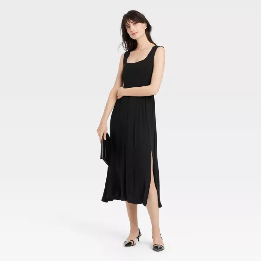 Women's Knit Ballet Midi Shift Dress