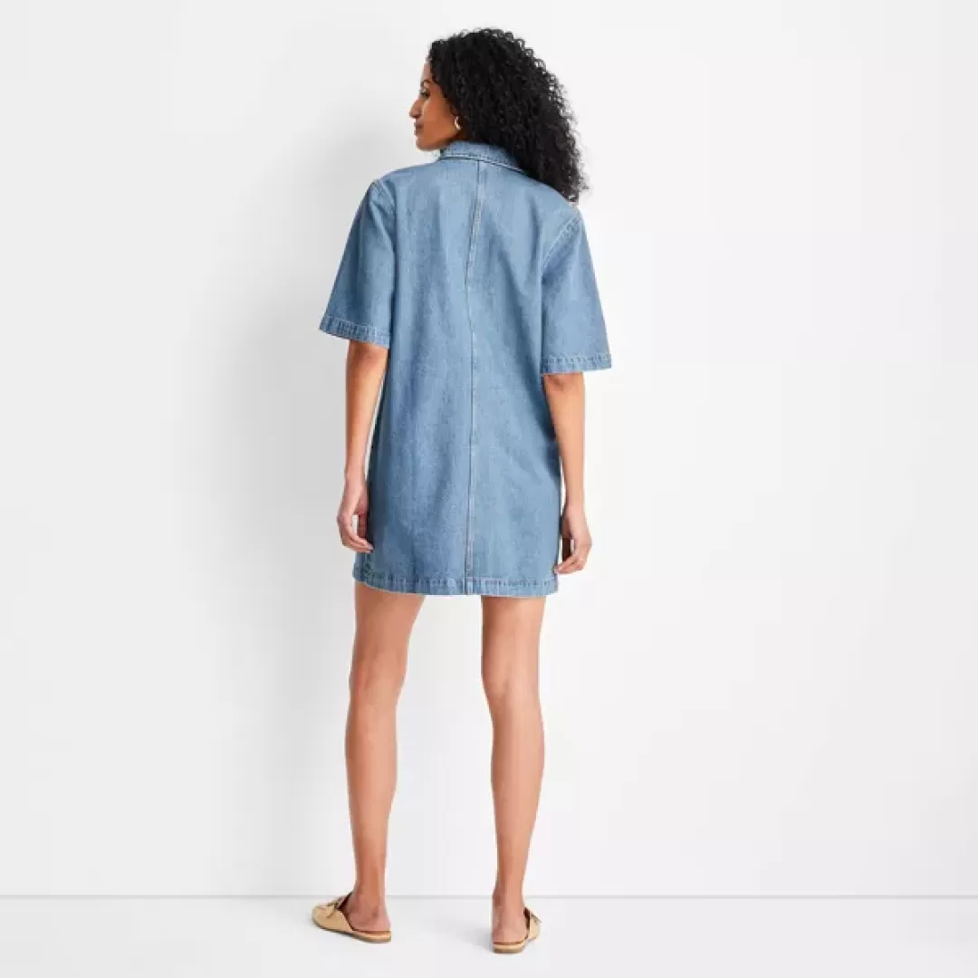Women's Denim Mini Shirtdress
